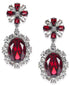 Charter Club Silver-Tone Red Stone and Crystal Drop Earrings
